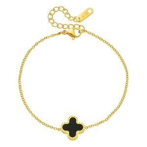 Gold Plated Clover Bracelet Stainless Steel Minimalist Dainty Trendy Everyday